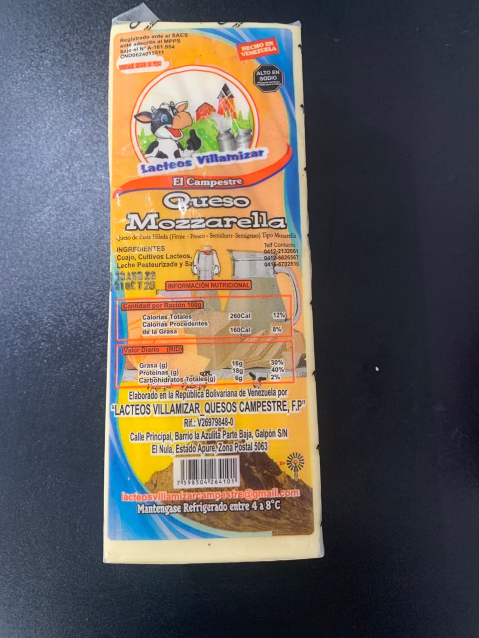 Queso Mozzarella Campestre kg