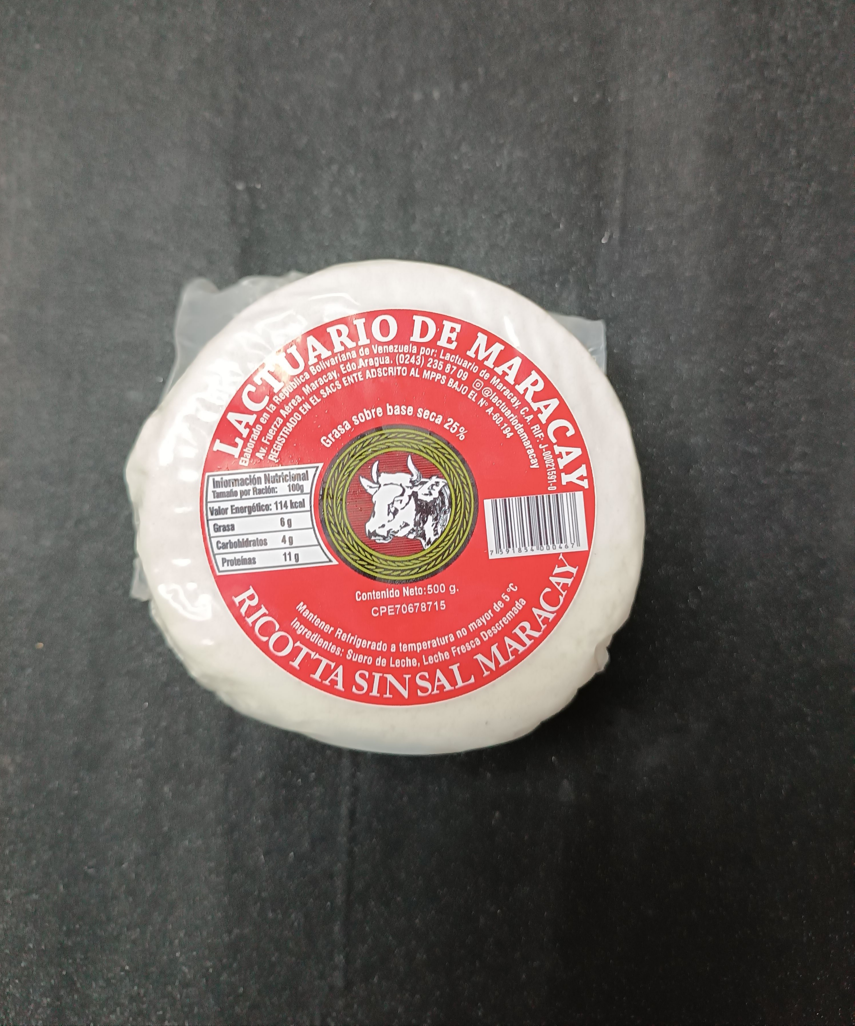 Q Ricotta Lact Maracay Sin Sal 500g